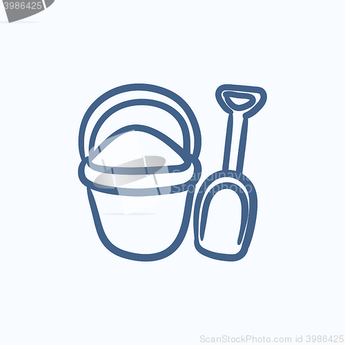 Image of Bucket and spade for children sketch icon.