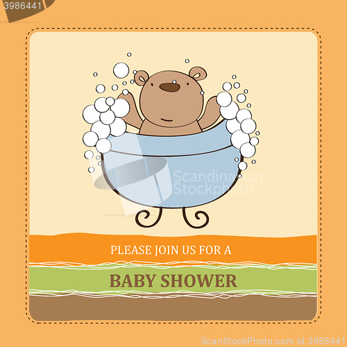 Image of baby shower card with teddy bear
