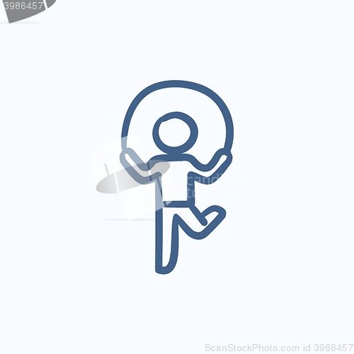 Image of Child jumping rope sketch icon.