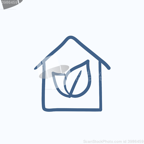 Image of Eco-friendly house sketch icon.