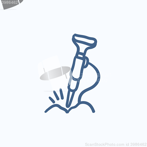 Image of Pneumatic hammer drill sketch icon.