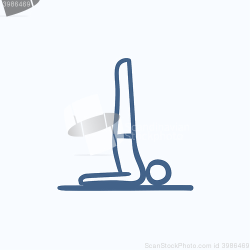 Image of Man practicing yoga sketch icon.