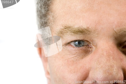 Image of Close up on the face of a baby boomer - Isolated