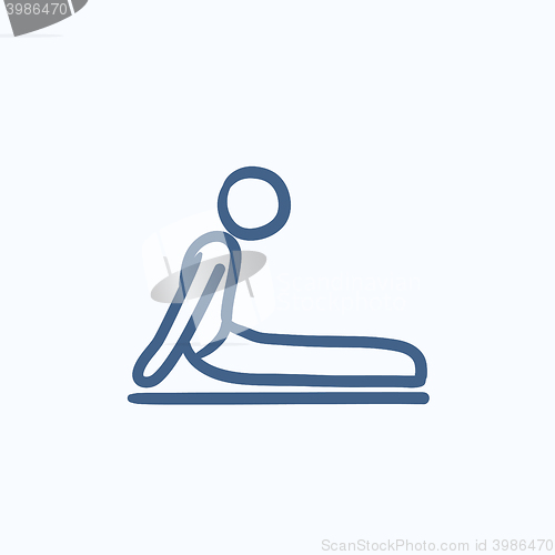 Image of Man practicing yoga sketch icon.