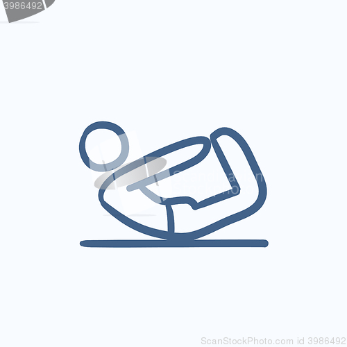 Image of Man practicing yoga sketch icon.