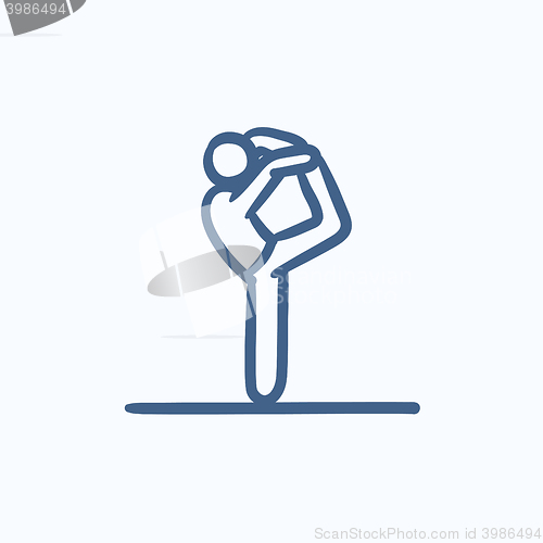Image of Man practicing yoga sketch icon.