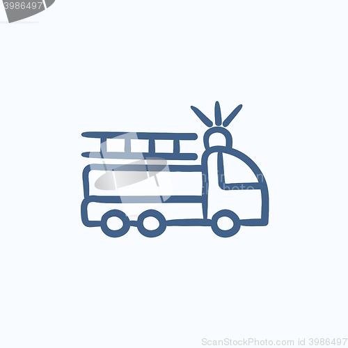 Image of Fire truck sketch icon.