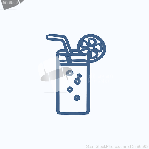 Image of Glass with drinking straw sketch icon.