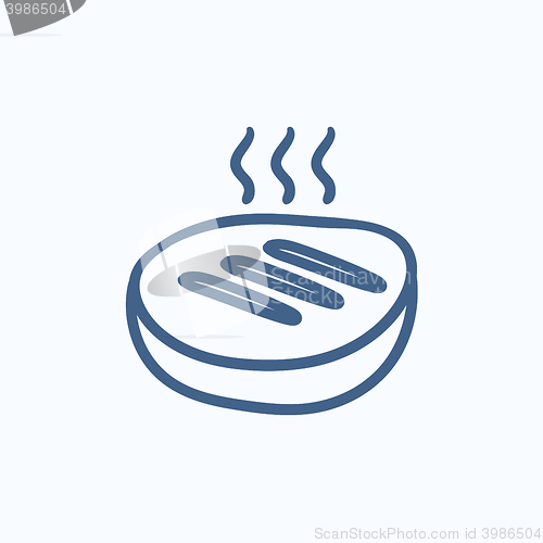 Image of Grilled steak sketch icon.