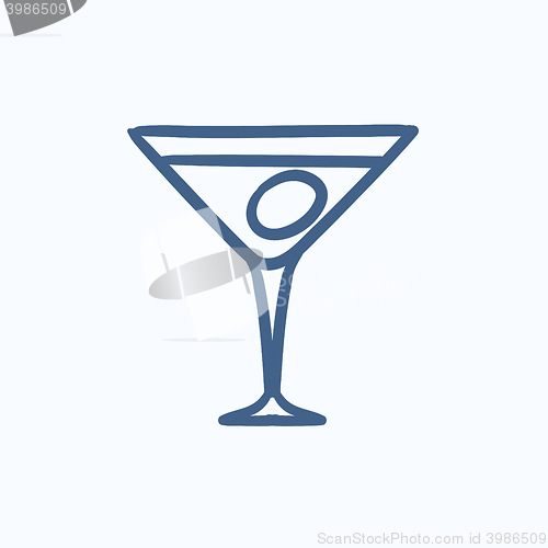 Image of Cocktail glass sketch icon.