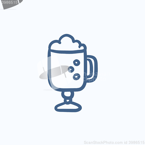 Image of Glass mug with foam sketch icon.