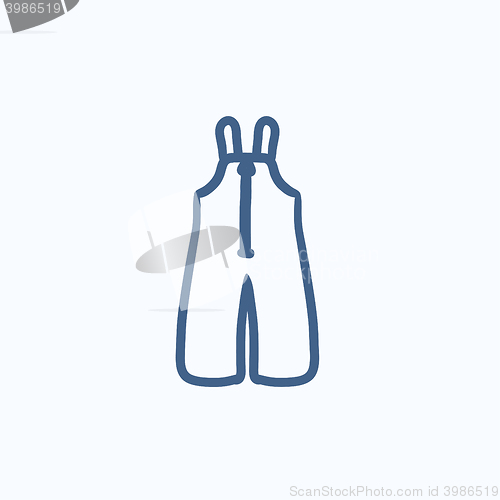 Image of Baby winter overalls sketch icon.