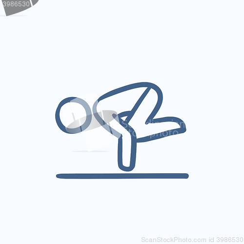 Image of Man practicing yoga sketch icon.