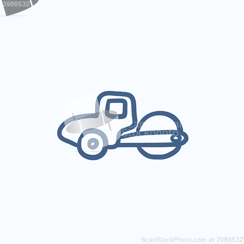 Image of Road roller sketch icon.