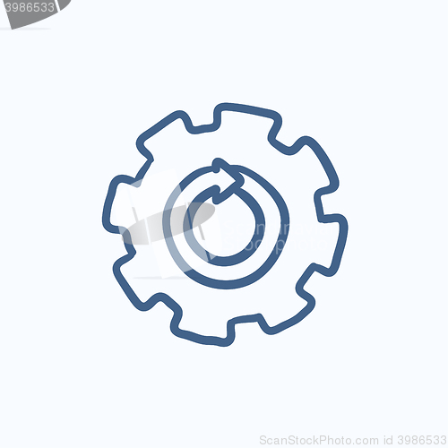 Image of Gear wheel with arrow sketch icon.