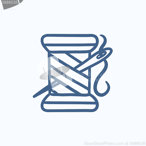 Image of Spool of thread and needle sketch icon.