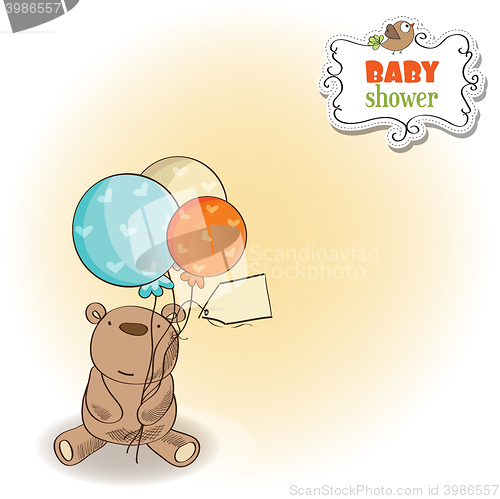 Image of baby shower card with little  teddy bear