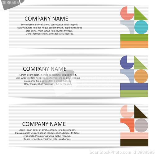 Image of Set of vector banners with abstract geometric colored shapes