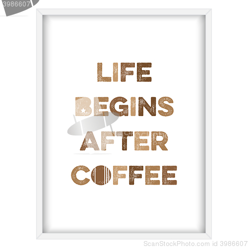 Image of Inspirational quote.\"Life begins after coffee\"