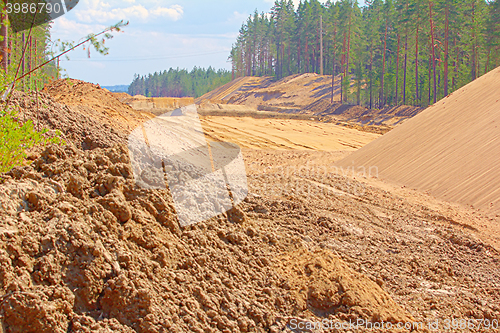 Image of huge pile of sand for road construction