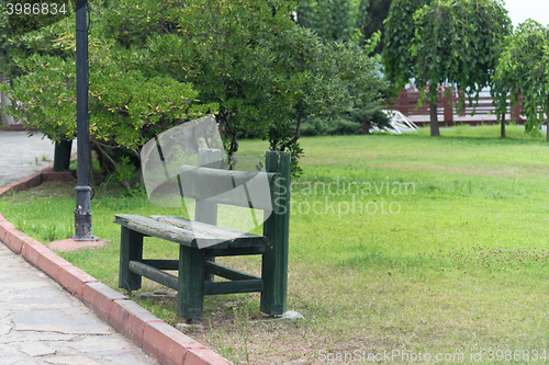 Image of wooden bench in park