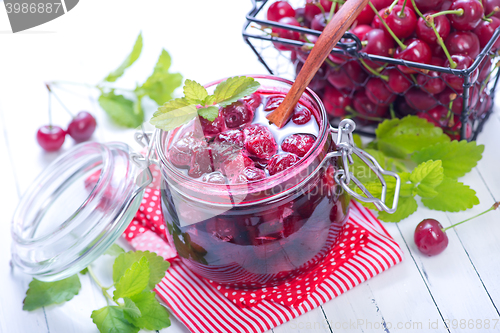 Image of cherry jam and berries