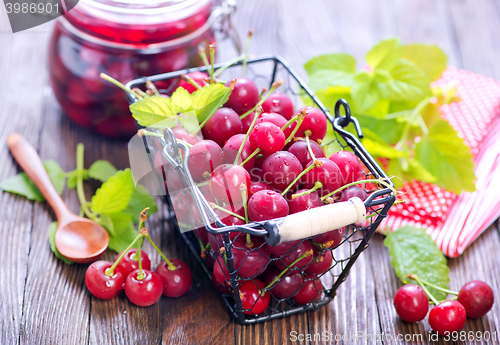 Image of cherry jam and berries