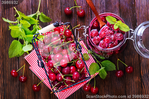 Image of cherry jam and berries