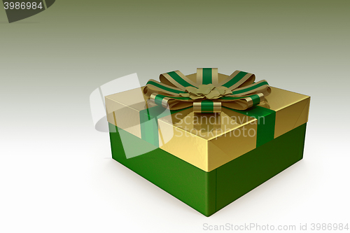 Image of 3D illustration: box with a gift for the holiday.