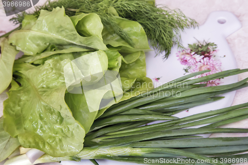 Image of Vegetables: green onions, lettuce and dill
