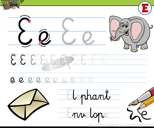 Image of how to write letter e