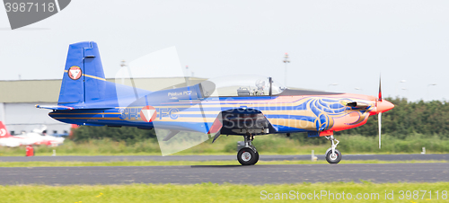 Image of LEEUWARDEN, THE NETHERLANDS - JUNE 10, 2016: Austian PC-7 Pilatu