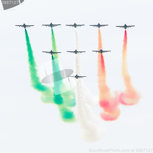 Image of LEEUWARDEN, THE NETHERLANDS-JUNE 10, 2016: Italian aerobatic tea