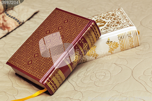 Image of Two books in beautiful bindings.