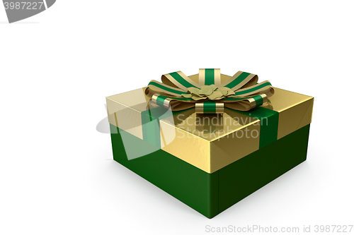 Image of 3D illustration: box with a gift for the holiday.