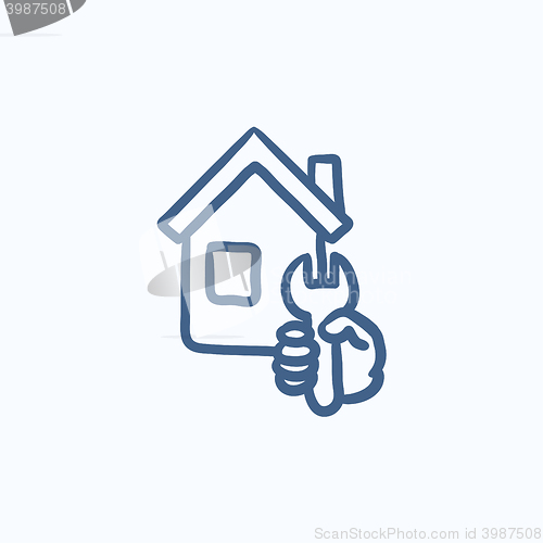 Image of House repair sketch icon.