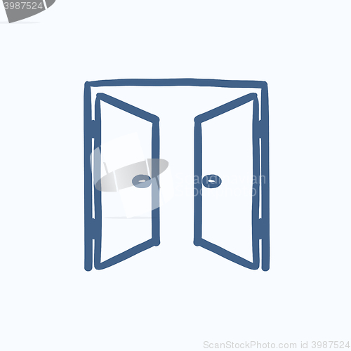 Image of Open doors sketch icon.