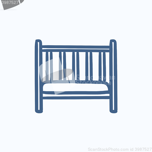 Image of Baby cot sketch icon.