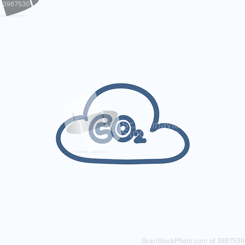 Image of CO2 sign in cloud sketch icon.