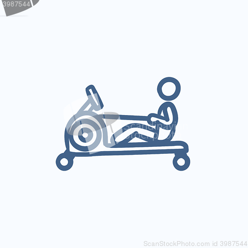 Image of Man exercising in gym sketch icon.