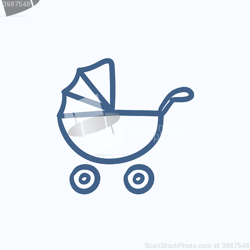 Image of Baby stroller sketch icon.