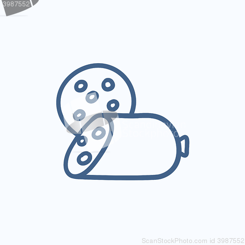 Image of Sliced wurst sketch icon.