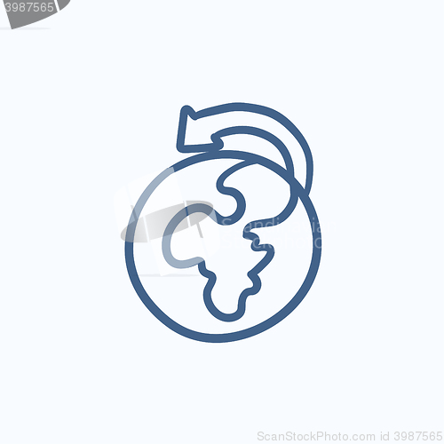 Image of World wide cargo transportation sketch icon.