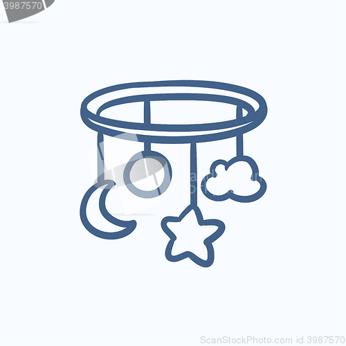 Image of Baby bed carousel sketch icon.