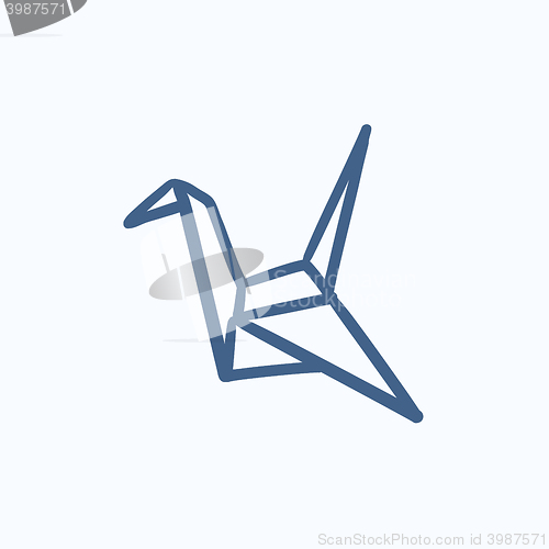 Image of Origami bird sketch icon.