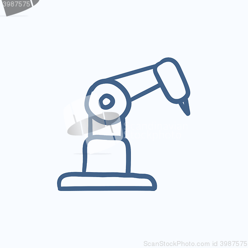 Image of Industrial mechanical robot arm sketch icon.