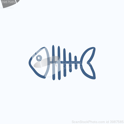 Image of Fish skeleton sketch icon.
