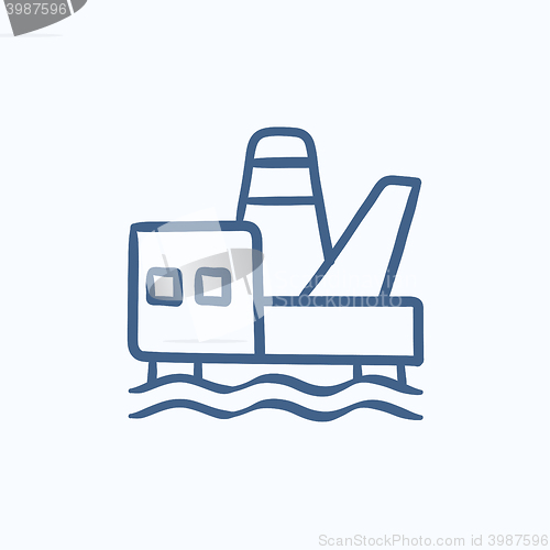 Image of Offshore oil platform sketch icon.