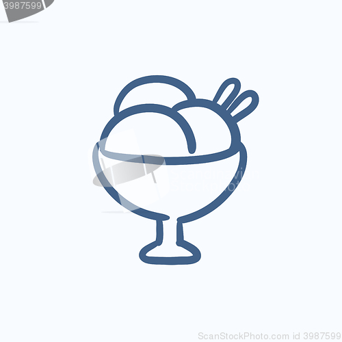 Image of Cup of an ice cream sketch icon.
