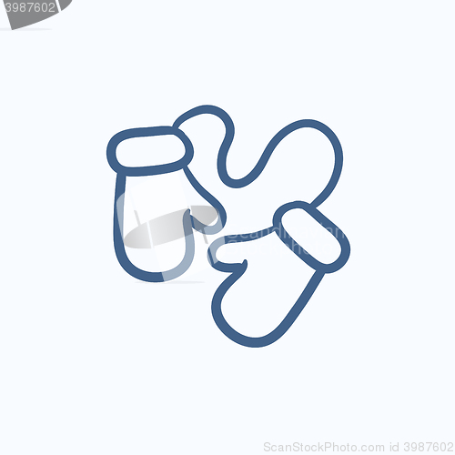 Image of Baby mittens sketch icon.